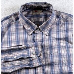 Faherty Men's Plaid Large Blue Pink Button Up Long‎ Sleeve Shirt
